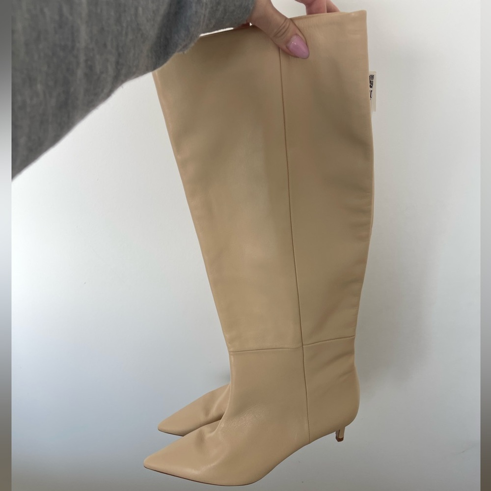 NWT ZARA STILETTO HEEL HIGH SHAFT LEATHER BOOTS 40